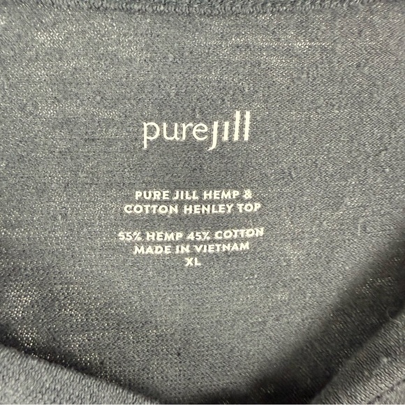 Pure Jill Hemp and Cotton Henley Dark Gray Blue Top Size XL - Picture 3 of 6